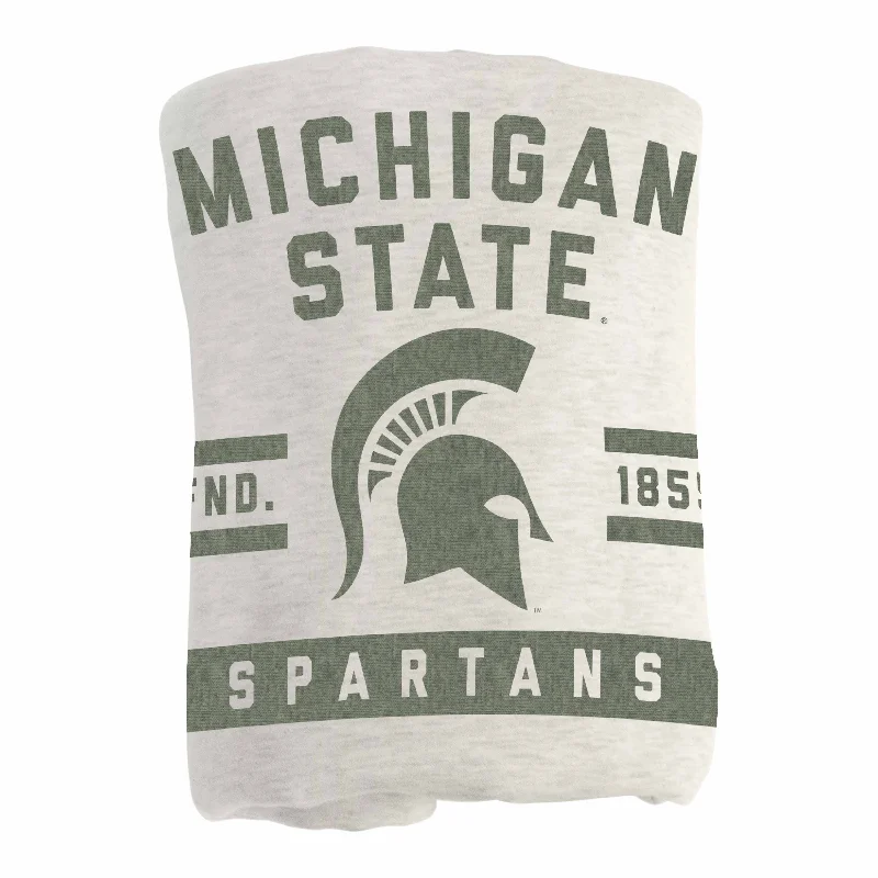 Custom team towels for gym and fitness rooms-Michigan State Oatmeal Sweatshirt Blanket