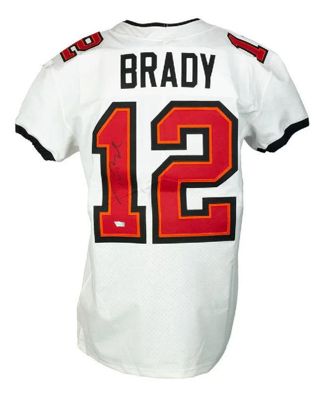 Custom soccer jersey with player name and number-Tom Brady Signed Tampa Bay Buccaneers Nike Elite Football Jersey Fanatics 973