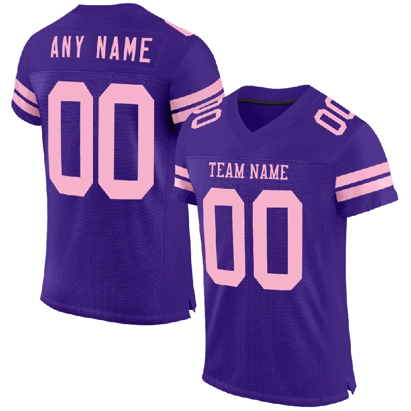 Custom soccer jersey with player details for special events-Custom Purple Light Pink Mesh Authentic Football Jersey