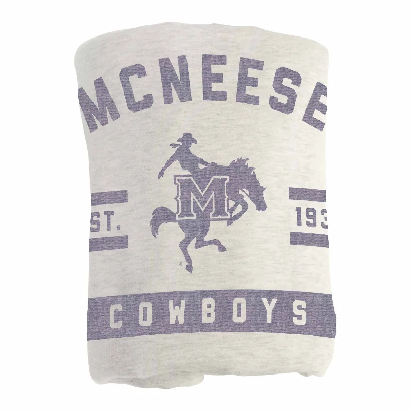 Team home textiles with fan slogans and mottos-McNeese State Oatmeal Sweatshirt Blanket