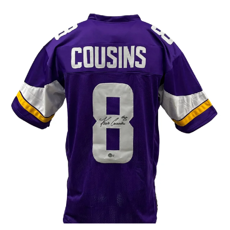 Custom soccer jerseys with team logos-Kirk Cousins Signed Custom Purple Football Jersey