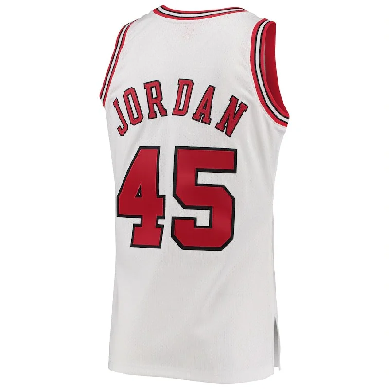 Basketball jersey with premium fabric for comfortable fit-C.Bulls #45 Michael Jordan Mitchell & Ness 1994-95 Hardwood Classics Authentic Player Jersey White Stitched American Basketball Jersey