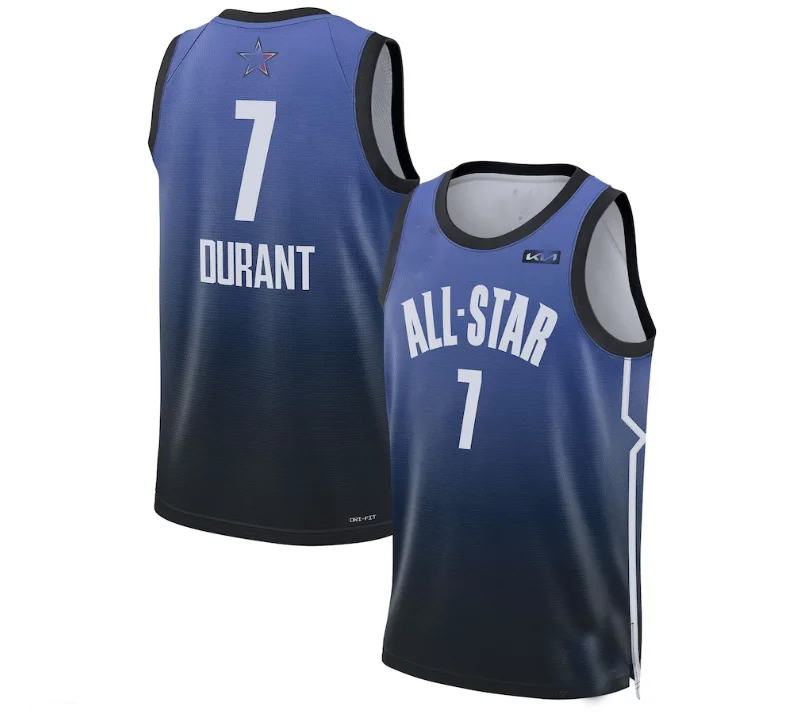 Personalized basketball jersey for kids-#7 Kevin Durant 2023 All-Star Game Swingman Jersey - Blue Stitched American Basketball Jersey