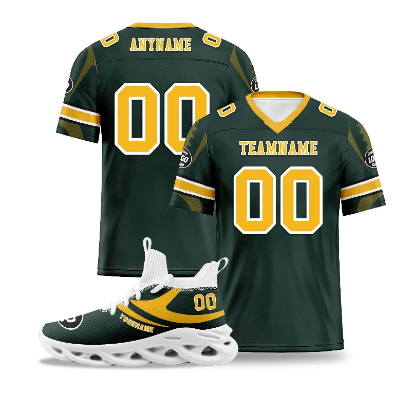 Personalized soccer jersey for youth leagues-Custom Green Green Bay Football Jersey and Sports Shoes Combo Offer Personalized Combo ZH-D025008-13