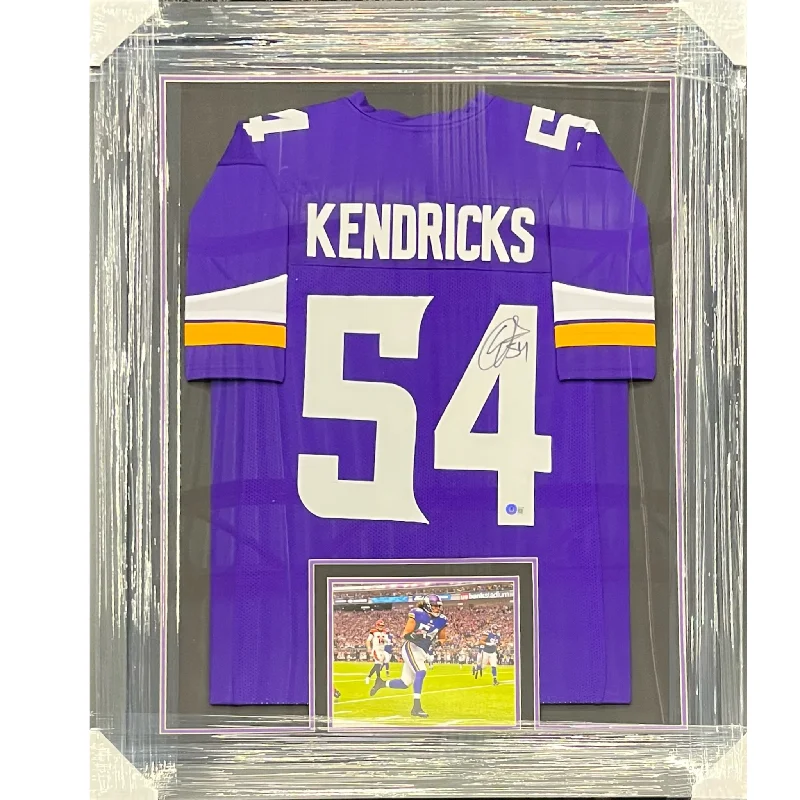 Personalized soccer jersey with team names and logos-Eric Kendricks Signed & Professionally Framed Custom Purple Football Jersey