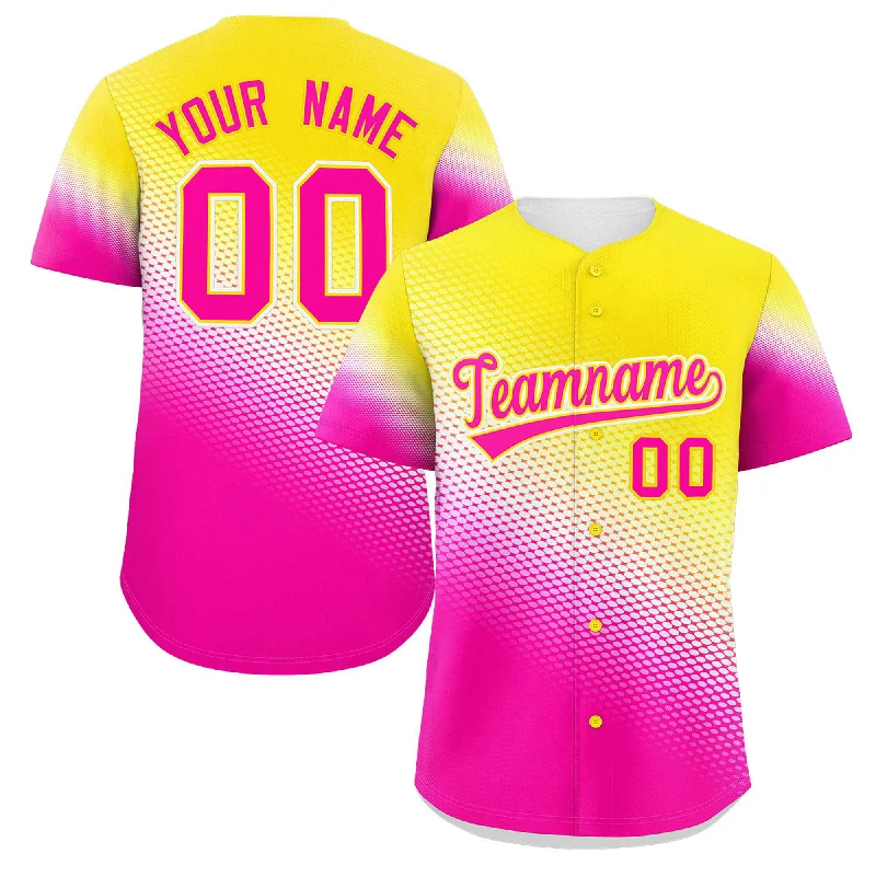 Custom baseball jersey with adjustable features for comfort-Custom Gold Rose Red Tiny Spot Gradient Fashion Authentic Baseball Jersey