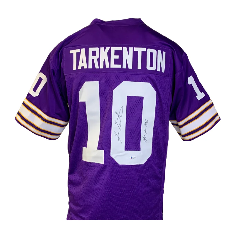 Custom soccer jersey with bold graphics for fans-Fran Tarkenton Signed Custom Purple Football Jersey w/ 'HOF 86'