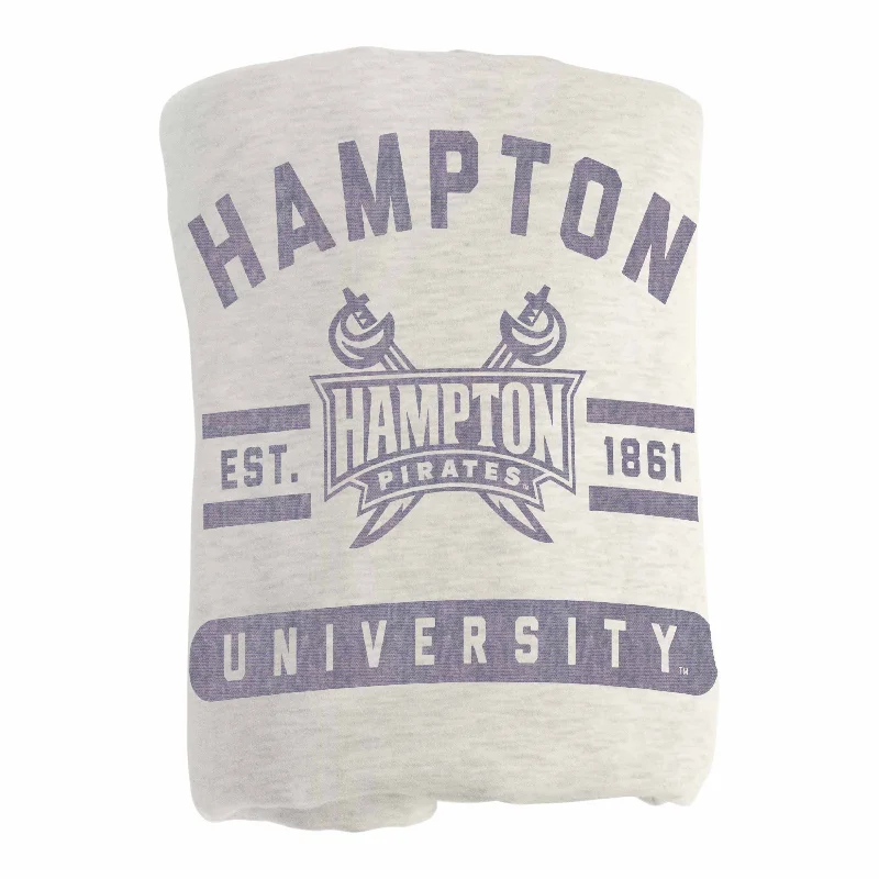 Custom team bathrobes for fans-Hampton University Oatmeal Sweatshirt Blanket