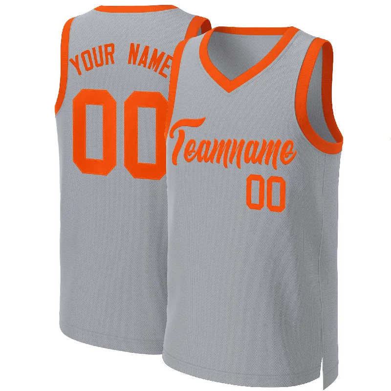 Basketball jersey with deep neck design for ventilation-Custom Gray Orange Classic Tops Basketball Jersey