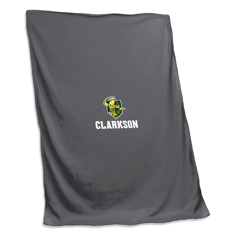 Custom team home textiles for sports fans-Clarkson Charcoal Screened Sweatshirt Blanket