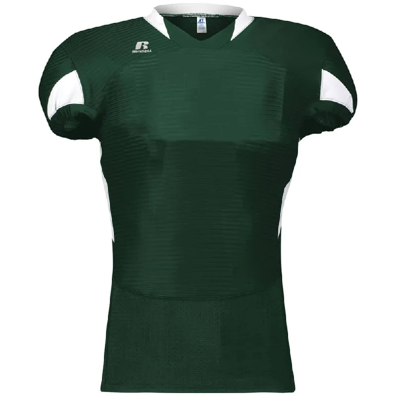 Premium cotton rugby jerseys for casual wear-Russell Waist Length Green-White Football Jersey