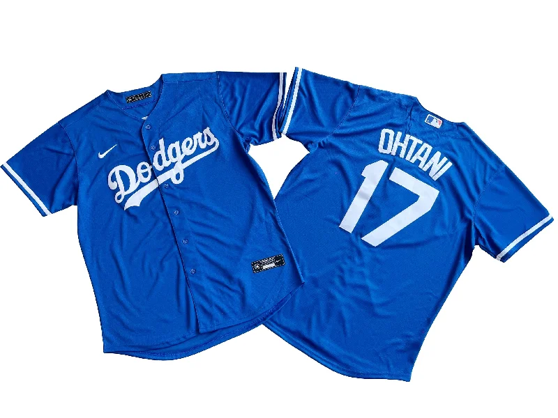 Baseball jersey with breathable mesh fabric-Los Angeles Dodgers 17# Shohei Ohtani Blue Player Jersey