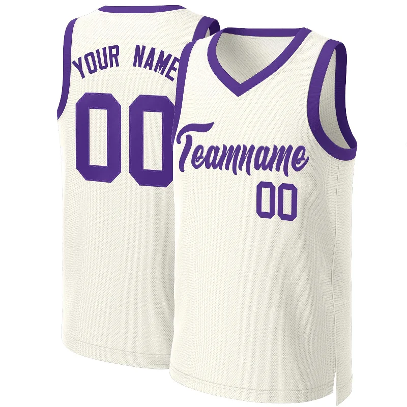 Basketball jersey with breathable fabric for performance-Custom Khaki Purple Classic Tops Basketball Jersey