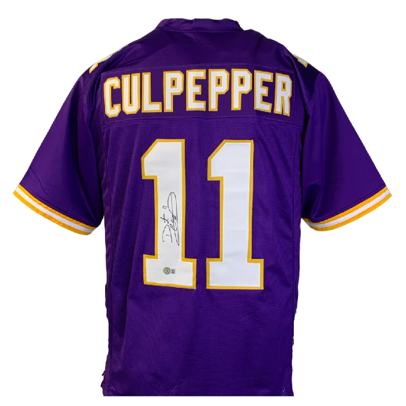 Personalized soccer jersey for fan merchandise-Daunte Culpepper Signed Custom Purple Football Jersey