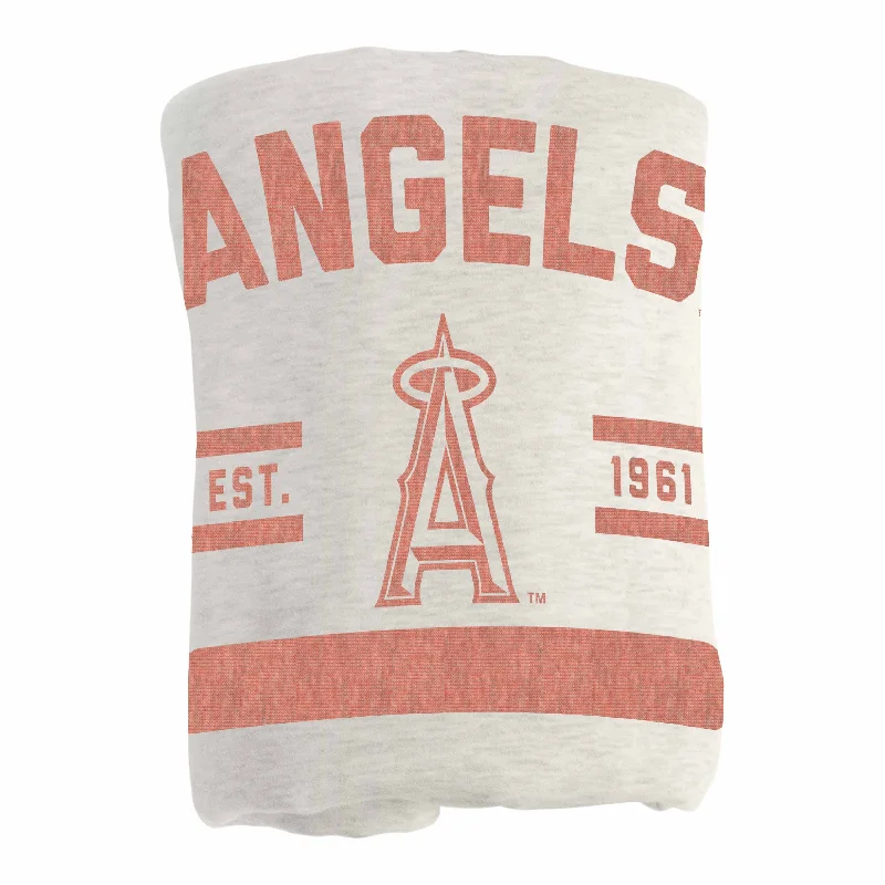 Team-themed decor pillows for living room-Los Angeles Angels Oatmeal Sweatshirt Blanket