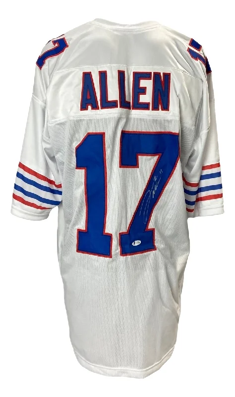 Soccer jersey for school and college teams-Josh Allen Signed Custom White Pro Style Football Jersey BAS ITP Hologram