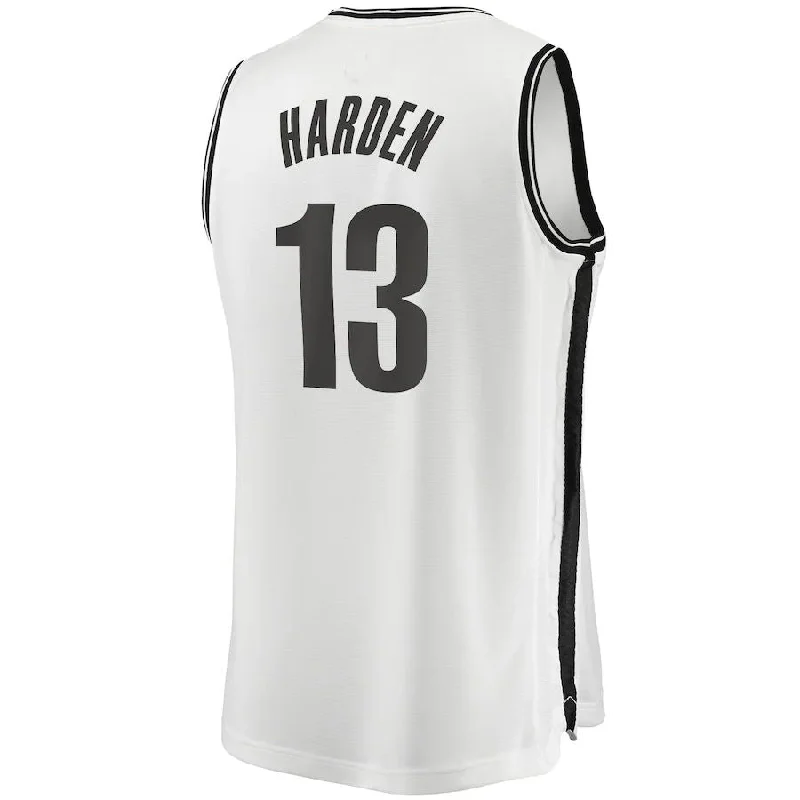 Basketball jersey with contrast trim and piping for style-B.Nets #13 James Harden Fanatics Branded 2020-21 Fast Break Replica Jersey White Association Edition Stitched American Basketball Jersey