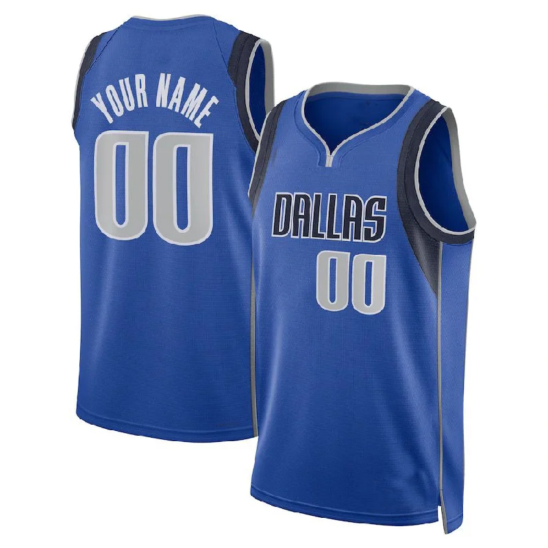 Basketball jersey with unique color combinations for teams-Custom D.Mavericks Unisex 2022-23 Swingman Jersey Blue Icon Edition American Stitched Basketball Jersey