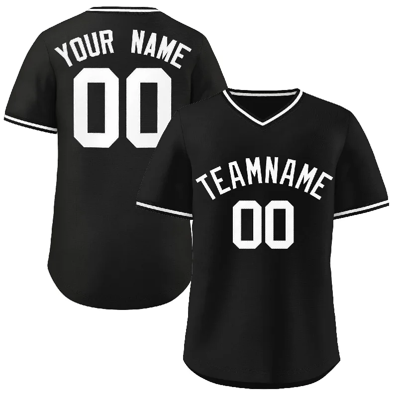 Baseball jersey with high-performance materials for active play-Custom Black White Classic Style Personalized Authentic Pullover Baseball Jersey