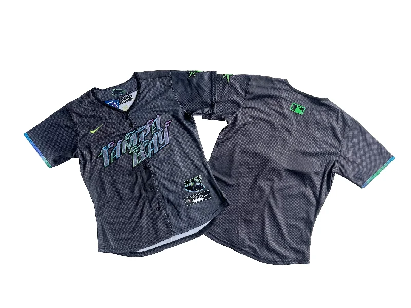 Custom baseball jersey for fundraising sports events-Women's  Charcoal Tampa Bay Rays 2024 City Connect Limited Jersey