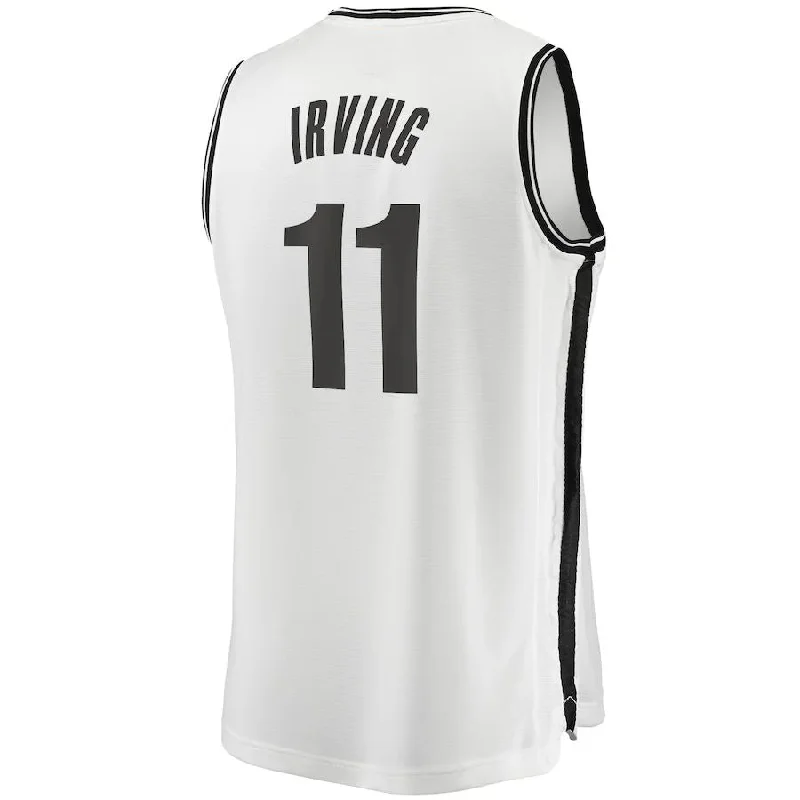 Basketball jersey with bold logos and vibrant color schemes-B.Nets #11 Kyrie Irving Fanatics Branded 2020-21 Fast Break Player Jersey White Association Edition Stitched American Basketball Jersey