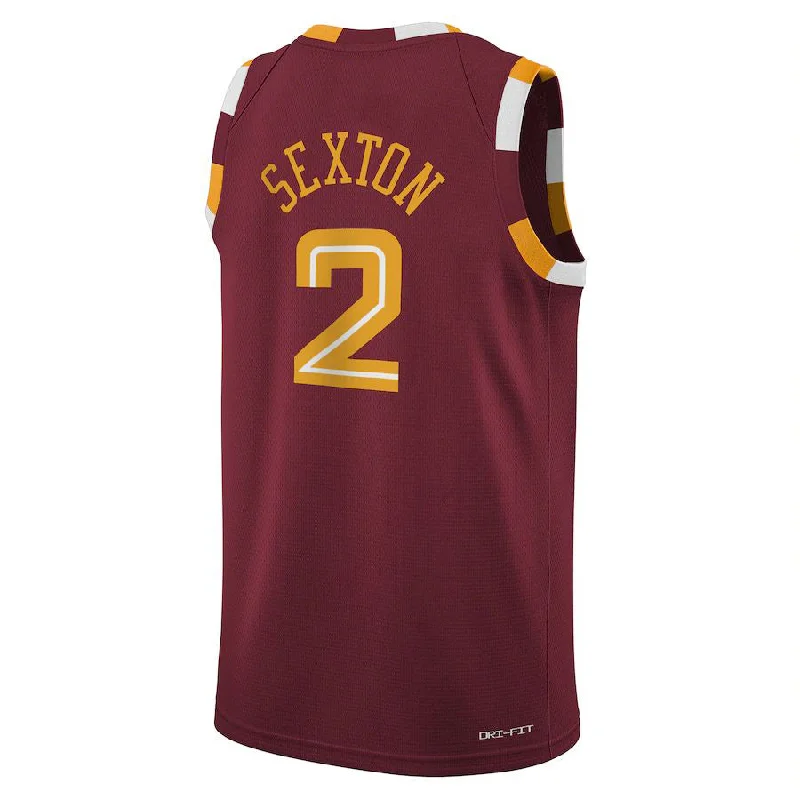 Custom basketball jersey for fan clubs and supporters-C.Cavaliers #2 Collin Sexton 2021-22 Swingman Jersey Icon Edition Wine Stitched American Basketball Jersey