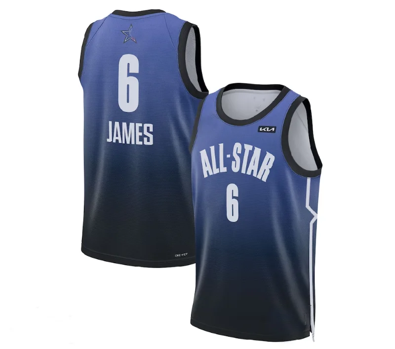 Basketball jersey with breathable fabric for performance-#6 LeBron James 2023 All-Star Game Swingman Jersey - Blue Stitched American Basketball Jersey