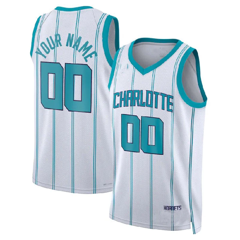 Basketball jersey with adjustable features for comfort-Custom C.Hornets Jordan Brand Unisex 2022-23 Swingman Jersey White Association Edition American Stitched Basketball Jersey