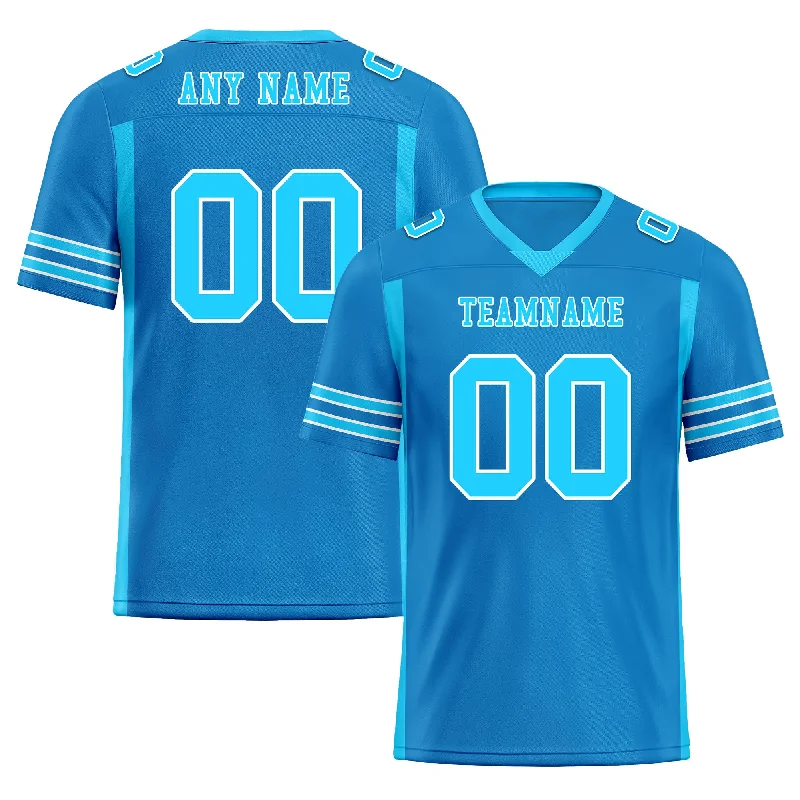 Custom soccer jersey with bright color blocking-Custom Blue Striped Sleeves Personalized Authentic Football Jersey FBJ02-D06080