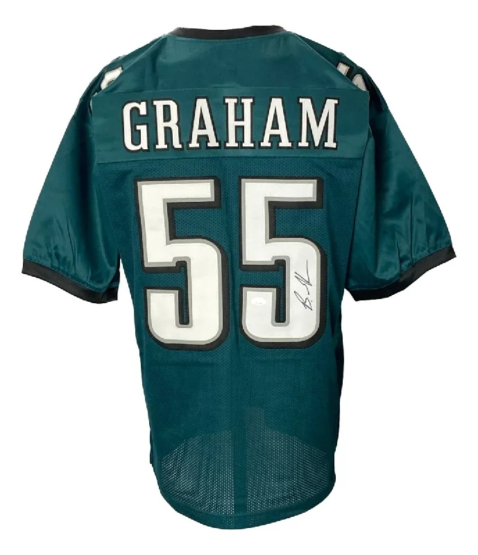 Custom soccer jersey with player name and number-Brandon Graham Philadelphia Signed Green Football Jersey JSA ITP