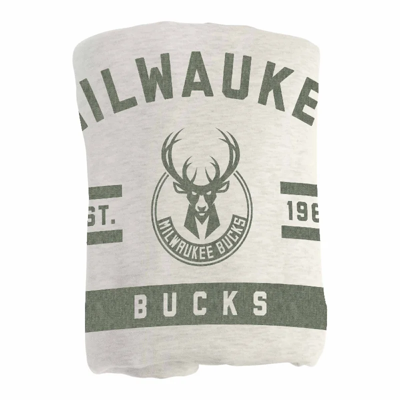 Custom team fleece blankets for fans-Milwaukee Bucks Oatmeal Sweatshirt Blanket