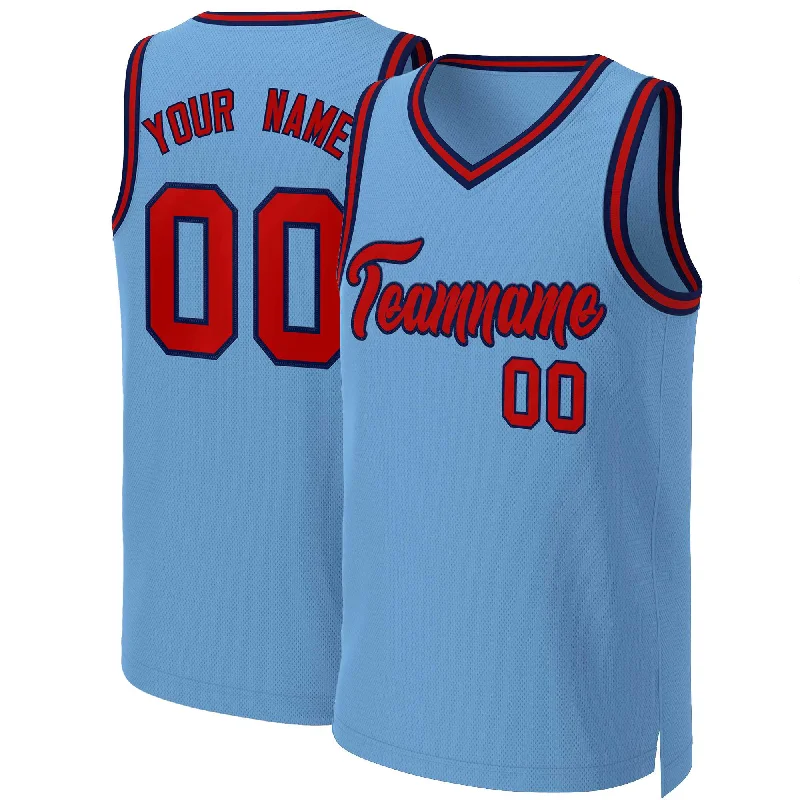 Basketball jersey with premium fabric for comfortable fit-Custom Light Blue Red-Navy Classic Tops Basketball Jersey