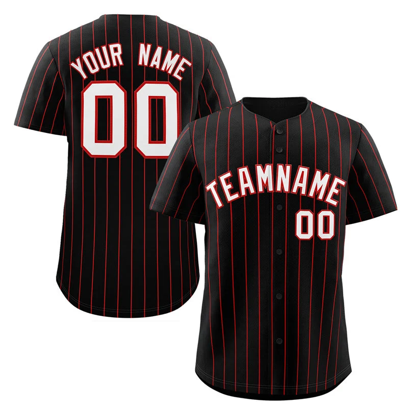 Custom baseball jersey for tournament teams-Custom Black White-Red Stripe Fashion Authentic Baseball Jersey