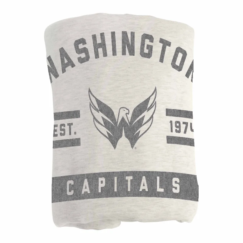 Team logo floor mats for entrance areas-Washington Capitals Oatmeal Sweatshirt Blanket