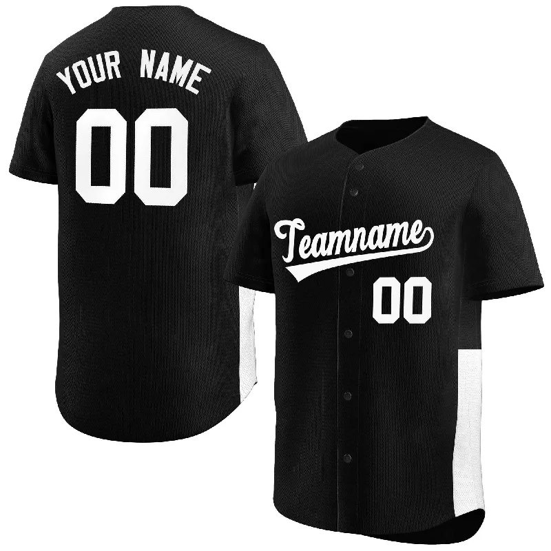 Baseball jersey with retro color schemes for nostalgia-Custom Black White Personalized Side Two-Tone Design Authentic Baseball Jersey