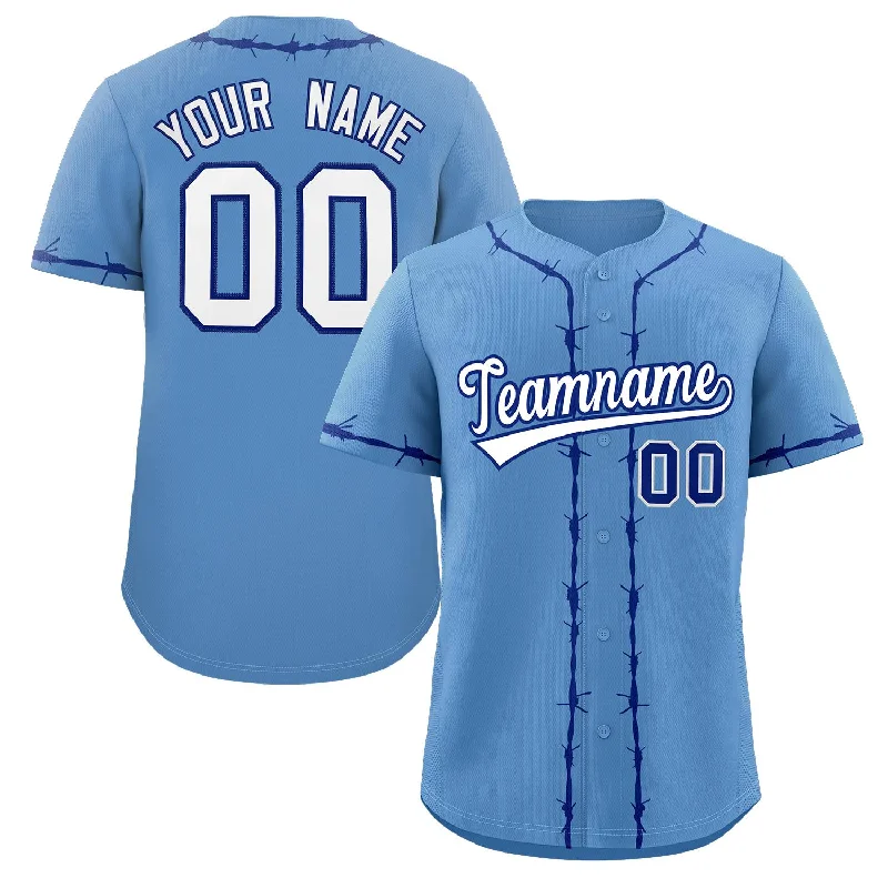 Premium baseball jersey for professional teams-Custom Powder Blue Royal Thorns Ribbed Classic Style Authentic Baseball Jersey