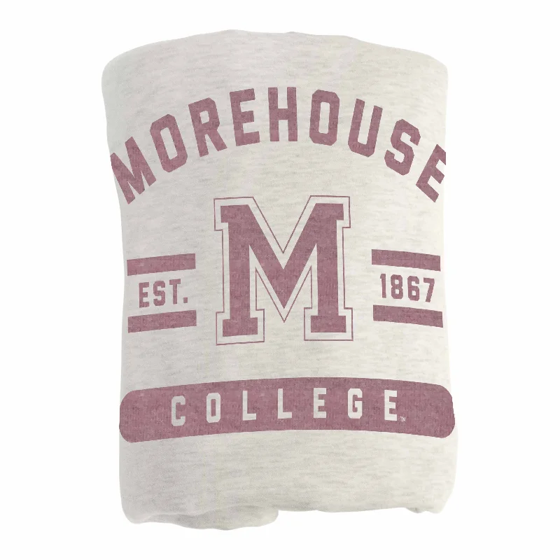 Personalized team bedding sets for kids-Morehouse College Oatmeal Sweatshirt Blanket