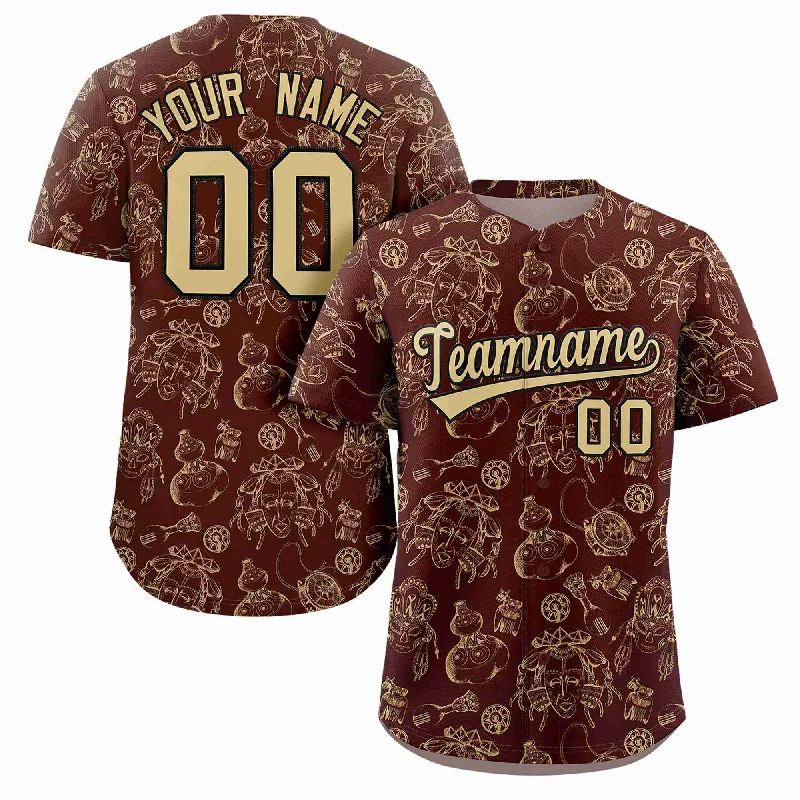 High-quality baseball jerseys for league players-Custom Crimson 3D Graffiti Pattern Personalized Design Authentic Baseball Jersey