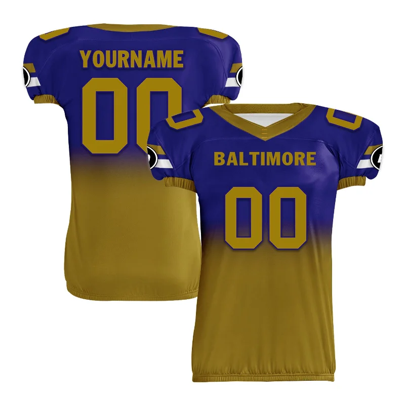 High-quality rugby jerseys for professional matches-Custom Blue Yellow Fade Fashion Baltimore High-Performance American Football Jersey FBJ06-D020252-2