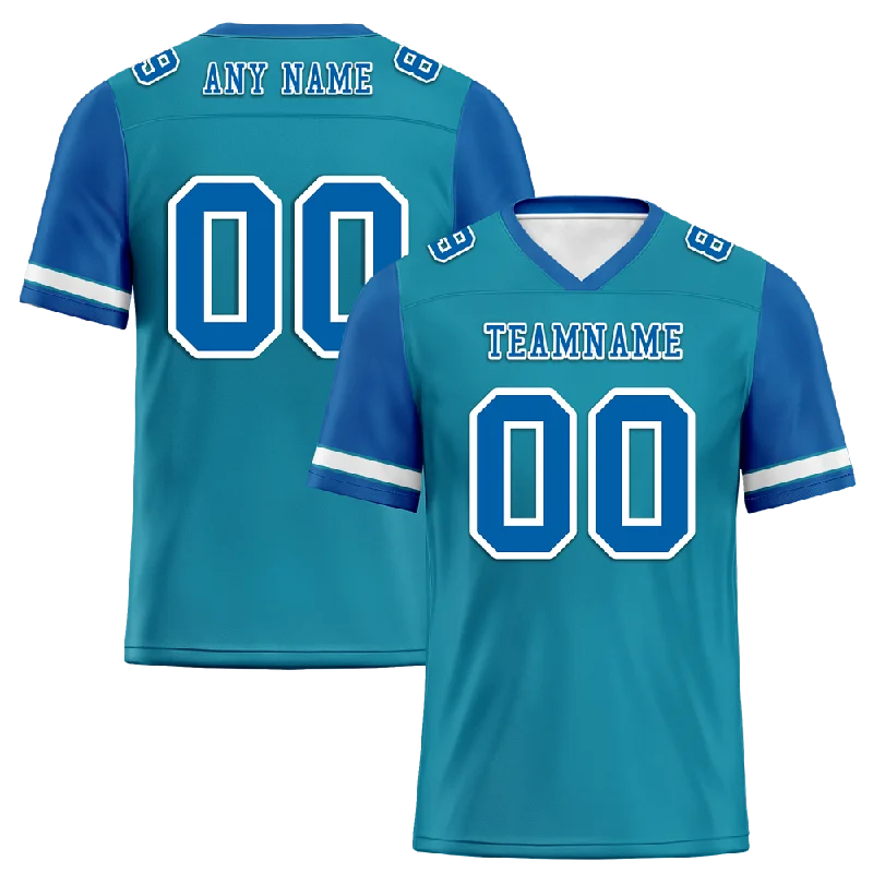 Custom soccer jersey with retro-inspired designs-Custom Aqua Blue Two Tone Blue Personalized Authentic Football Jersey FBJ02-bc0f098