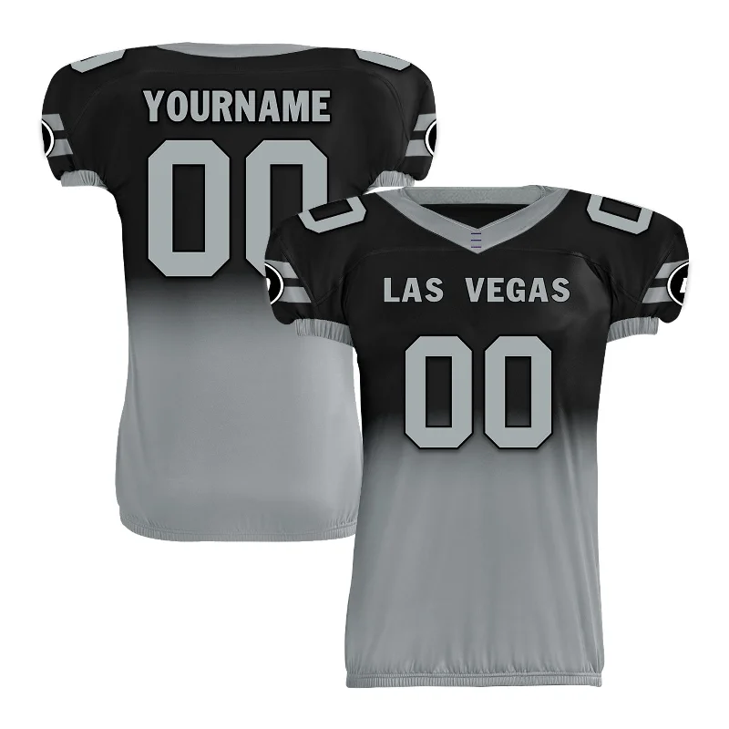 Rugby jerseys for boys with team logo-Custom Black Gray Fade Fashion Las Vegas High-Performance American Football Jersey FBJ06-D020252-20