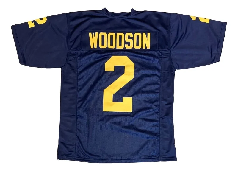 Soccer jersey with moisture-wicking technology for staying dry-Charles Woodson Michigan Blue Football Jersey