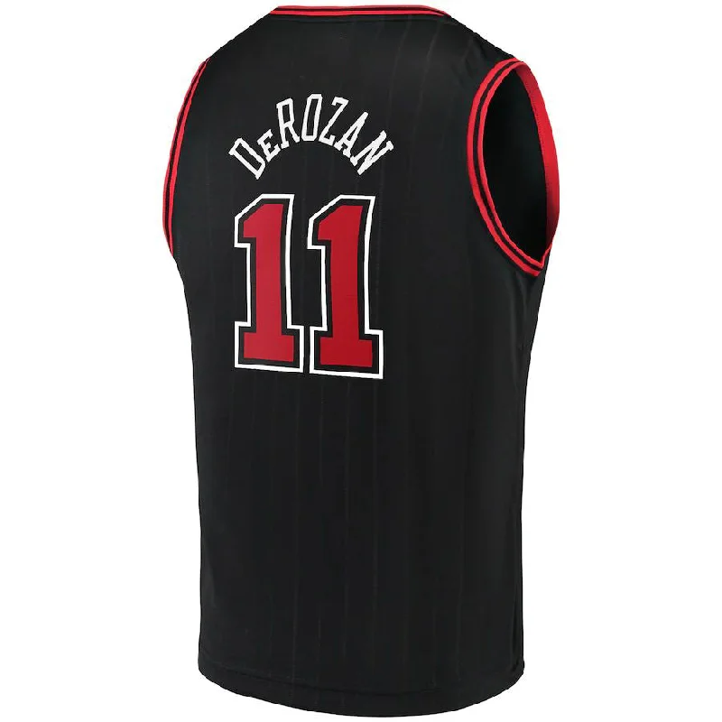 Custom basketball jersey with embroidered patches-C.Bulls #11 DeMar DeRozan Fanatics Branded 2021-22 Fast Break Replica Player Jersey Statement Edition Black Stitched American Basketball Jersey