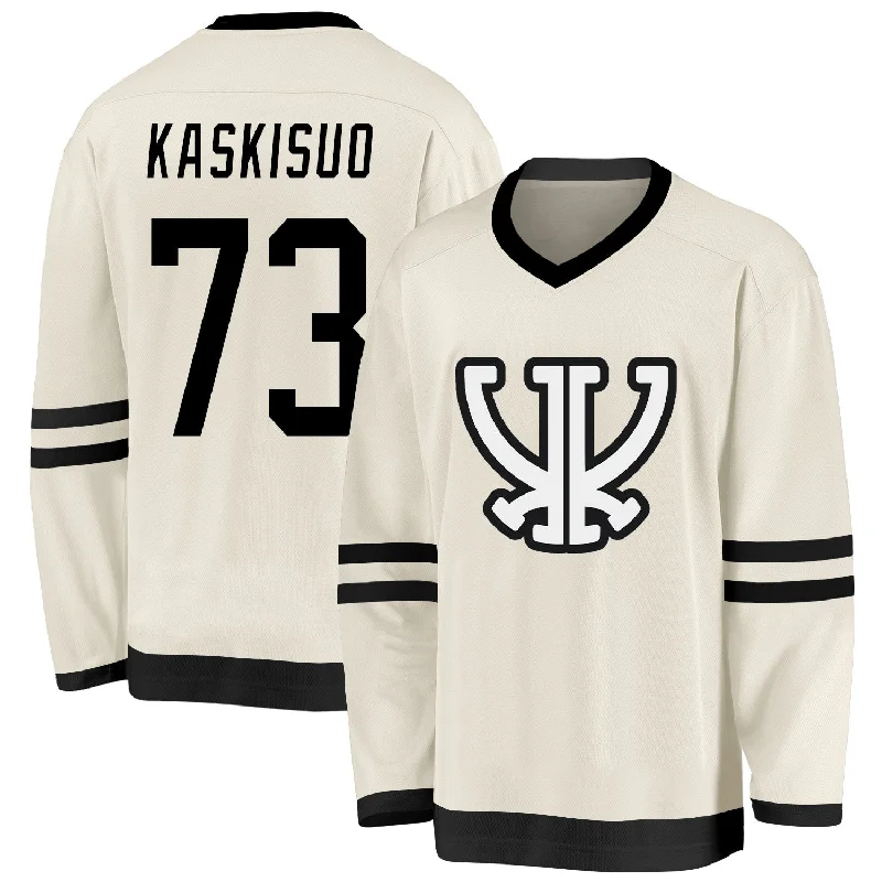 Authentic hockey jerseys for collectors-Custom Cream Black Hockey Jersey