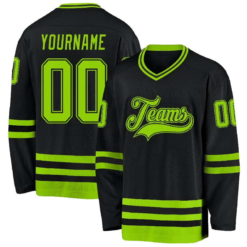 Classic color hockey jerseys for team unity-Custom Black Neon Green Hockey Jersey