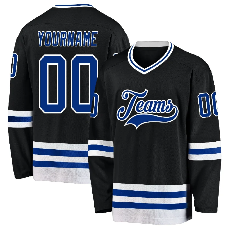 Authentic hockey jerseys for collectors-Custom Black Royal-White Hockey Jersey