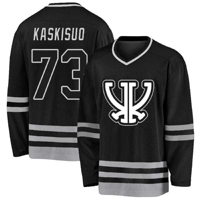 Women’s hockey jersey with team logos-Custom Black Gray-White Hockey Jersey