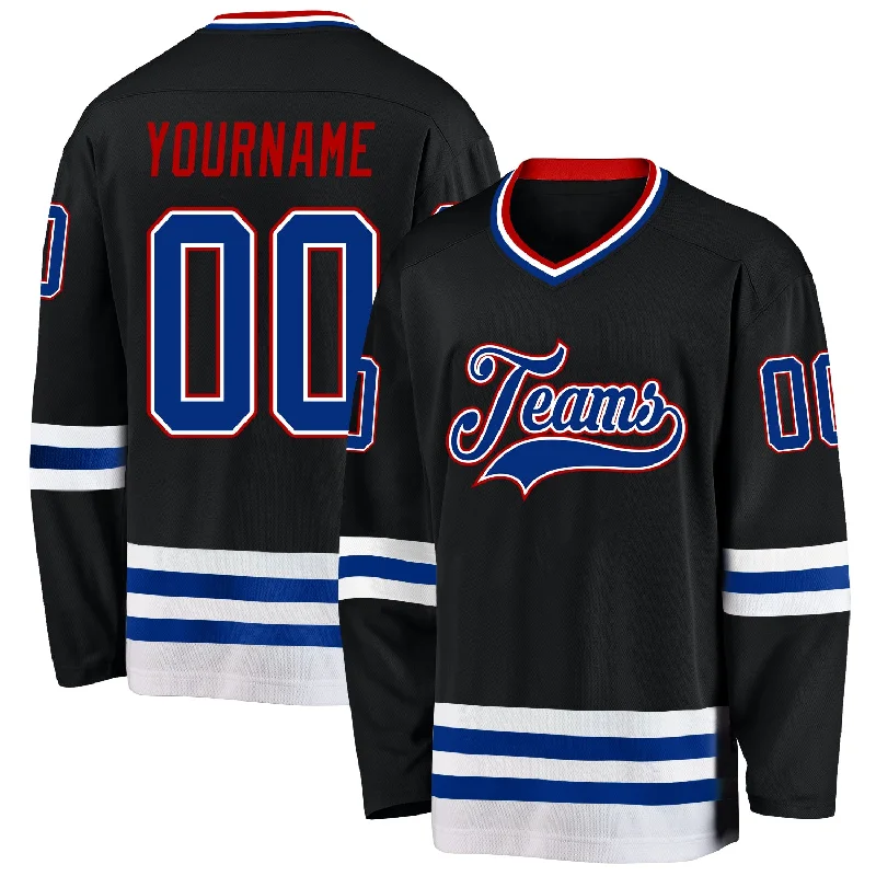 Vintage hockey jersey collection-Custom Black Royal-Red Hockey Jersey