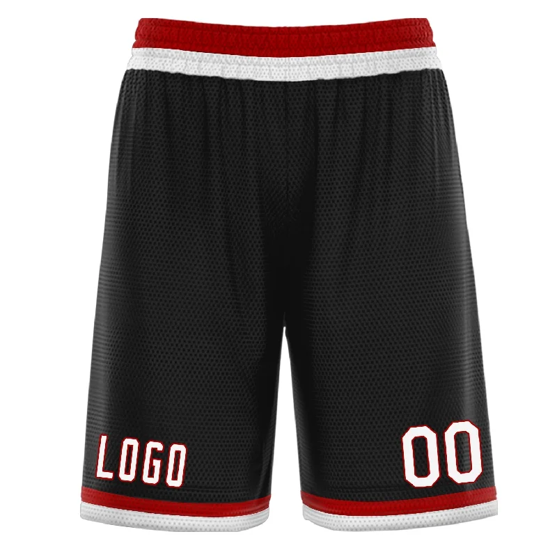 Basketball shorts with moisture-control technology for comfort-Custom Black White Red Basketball Shorts