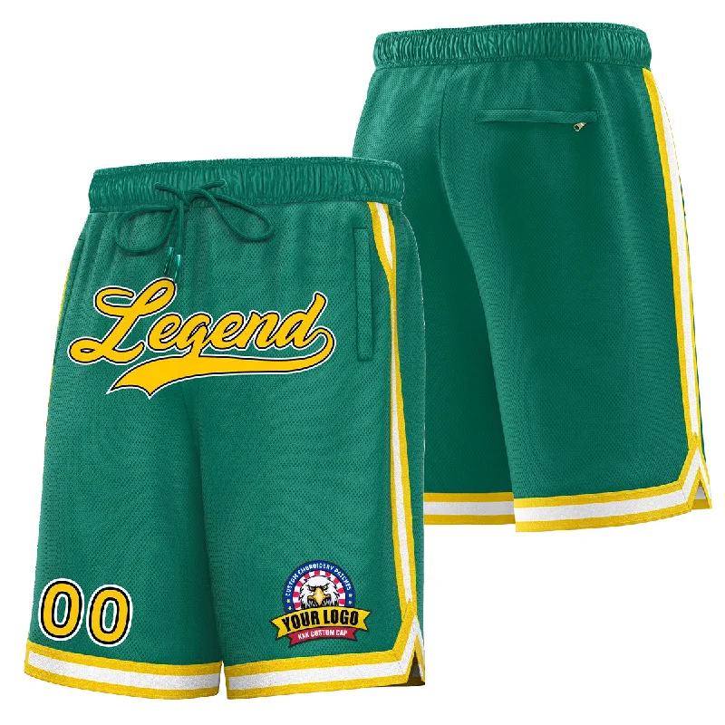 Basketball shorts with flexible material for ease of movement-Custom Green Yellow Basketball Shorts